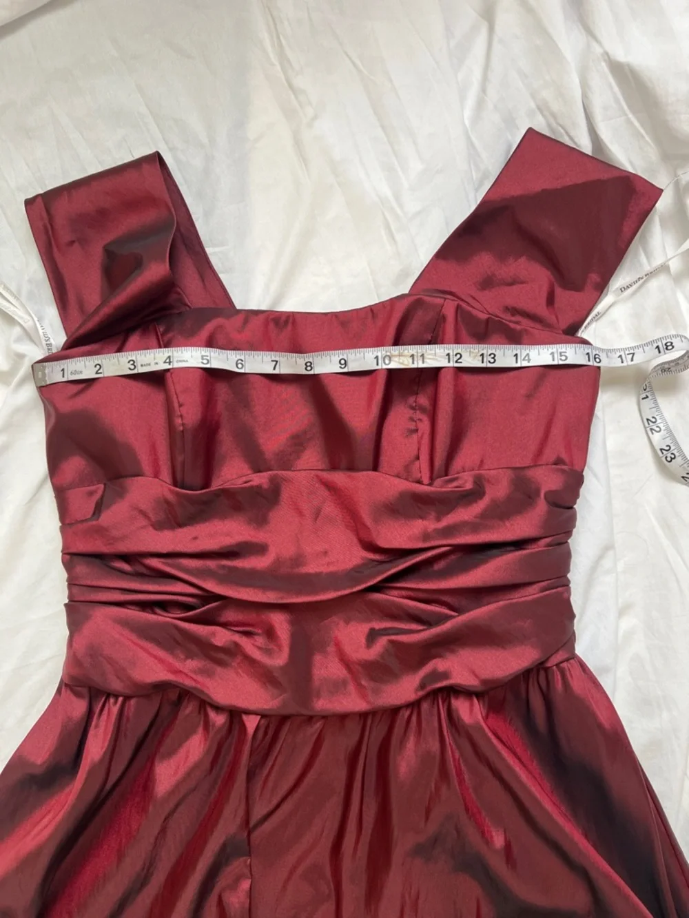 David's Bridal Wine Satin Prom Dress size 10 - Picture 6 of 8